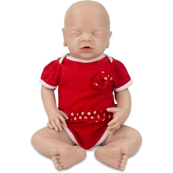 Full Silicone Baby Doll Reborn Girl 16 inch Red White Kids Birthday Gifts